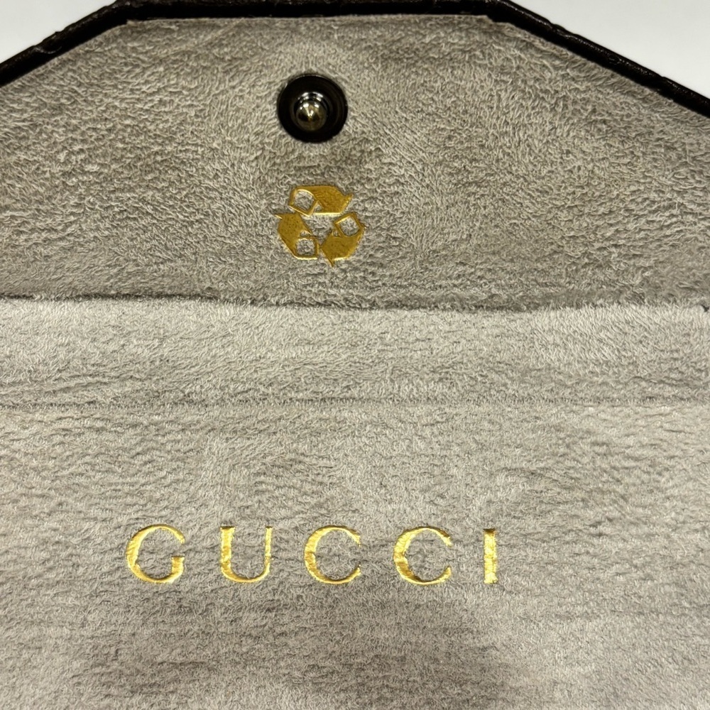 GUCCI trifold hard shell eyeglass case brown monogrammed luxury glasses case - Picture 4 of 15